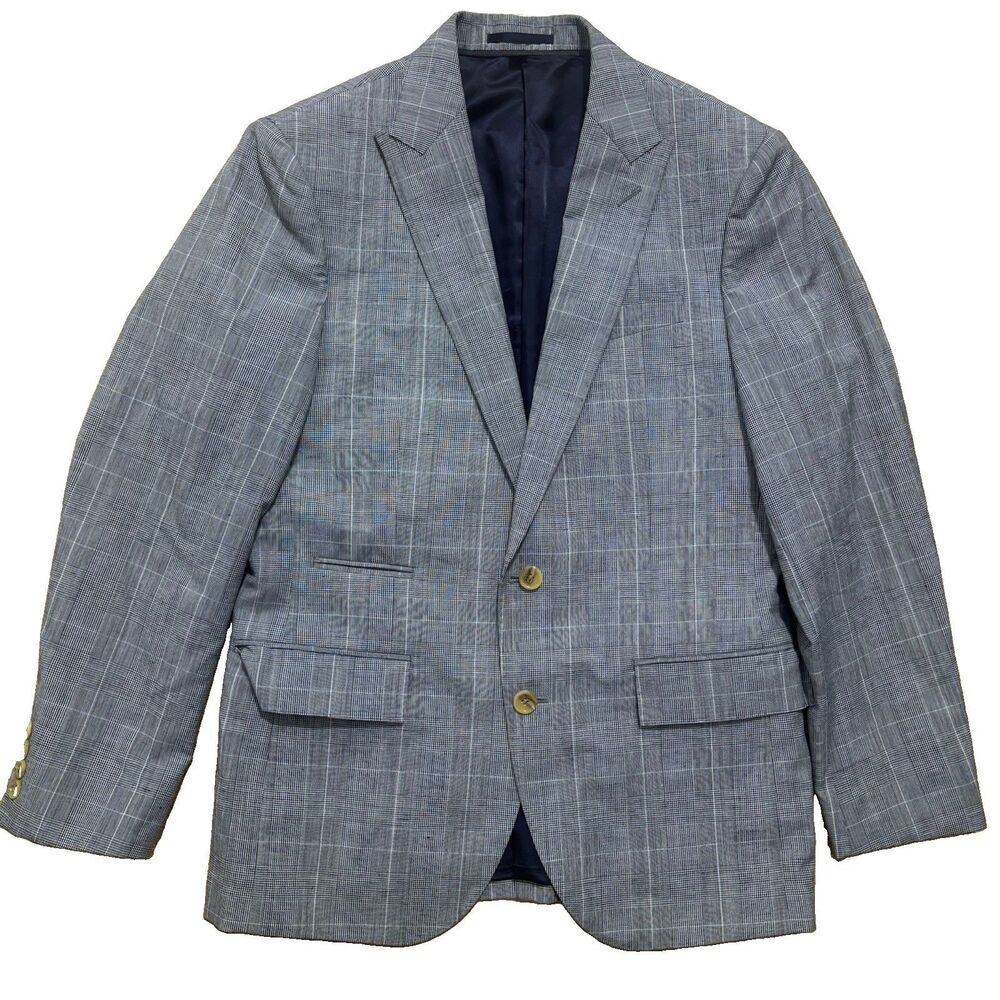 J Crew Ludlow Blazer Men’s 38S Gray Glen Plaid Italian Linen Wool Jacket Preppy